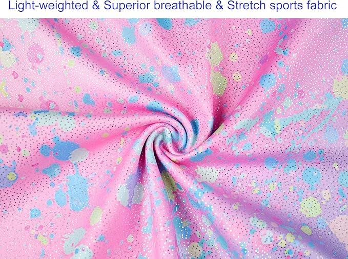 Domusgo Gymnastics Leotards for Girls Sparkly One-Piece Pro Kids Unitard Biketards with Shorts