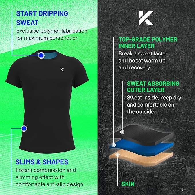 Kewlioo Sauna Shirt for Men - Heat Trapping Sweat Vest, Sauna Suit For Men, Compression Workout Sweat Suit for Gym, Workouts
