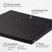 Genaflex Pro Heavy Duty Thick Rubber Gym Floor Tiles High Density Shock Absorbent Laminated Deadlift Mats - 1" Thick X 20" W X 20" L - 2.7 Sq. Ft. (Black, 1 Tile - 2.7 Sq. Ft.)