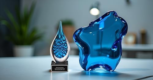 Hand-Blown Art Glass Award – Custom Engraved Elegant Award for Corporate, Sports Retirement Volunteer Recognition Leadership Personal Milestones Employee Gifts