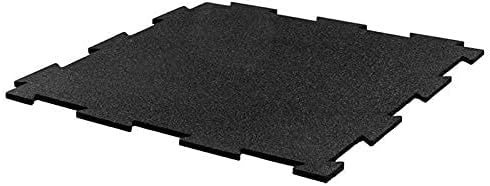 Playsafer Genaflex Lite Rubber 8mm Interlocking Tiles for Gym Flooring, Exercise Equipment, Exercise Areas - 20" X 20" (Black, 1 Tile - 2.7 Sq. Ft.)
