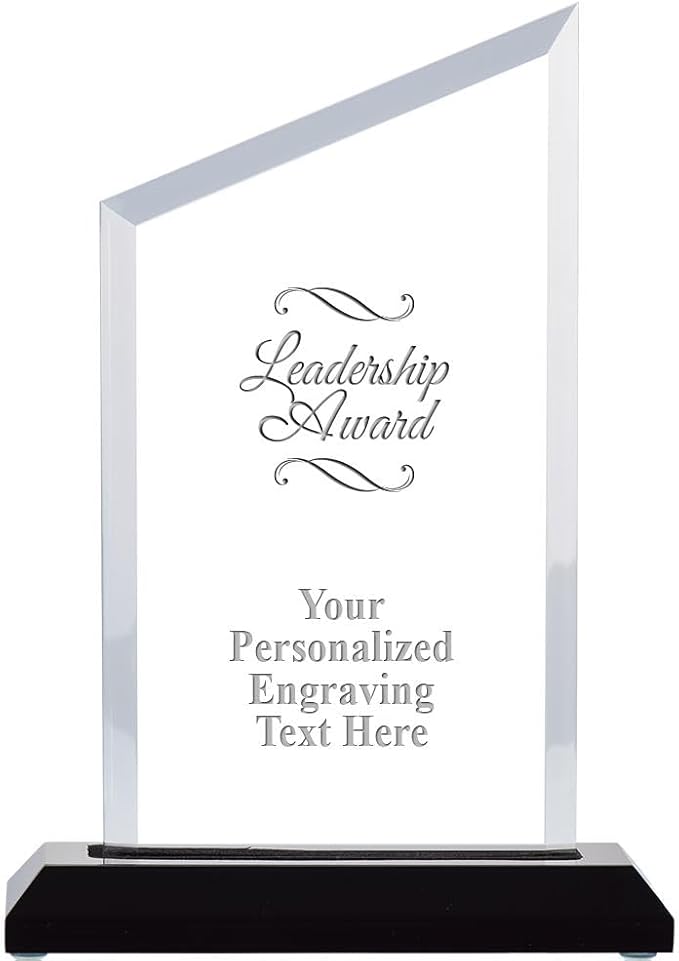 Crown Awards Personalized Acrylic Trophy, 8" Engraved Incline Slant Acrylic Award