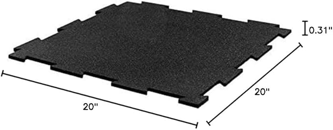 Playsafer Genaflex Lite Rubber 8mm Interlocking Tiles for Gym Flooring, Exercise Equipment, Exercise Areas - 20" X 20" (Black, 200 Tiles - 540 Sq. Ft.)