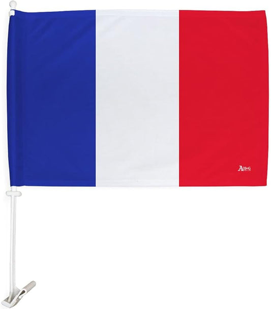 World Cup 2022 French Car Flag Bandera Para Carros De France Auto Decorations Small Banner For Window Clip Pole Accessories FIFA Sports Fans Outdoor Flags Trophy Game Football Soccer Gifts Made In USA