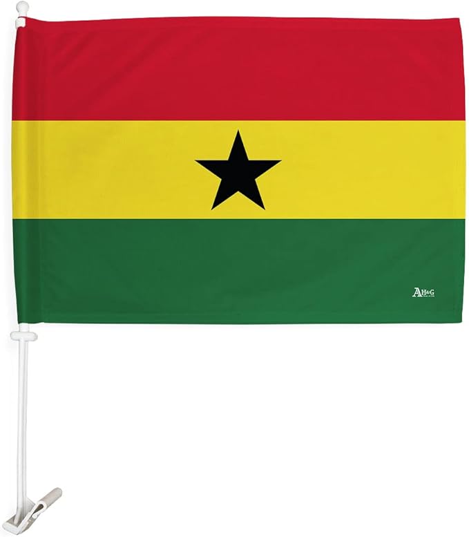 World Cup 2022 Ghanaian Car Flag Bandera Para Carros De Ghana Auto Decorations Small Banner For Window Clip Pole Accessories FIFA Sport Fans Outdoor Flags Trophy Game Football Soccer Gifts Made In USA