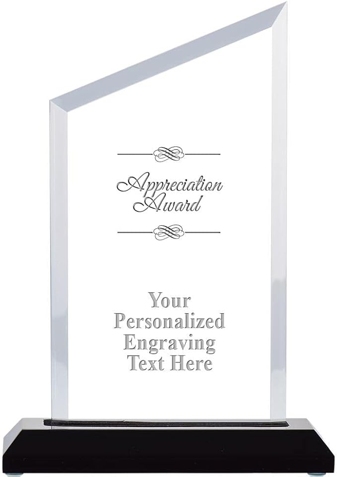 Crown Awards Personalized Acrylic Trophy, 8" Engraved Incline Slant Acrylic Award
