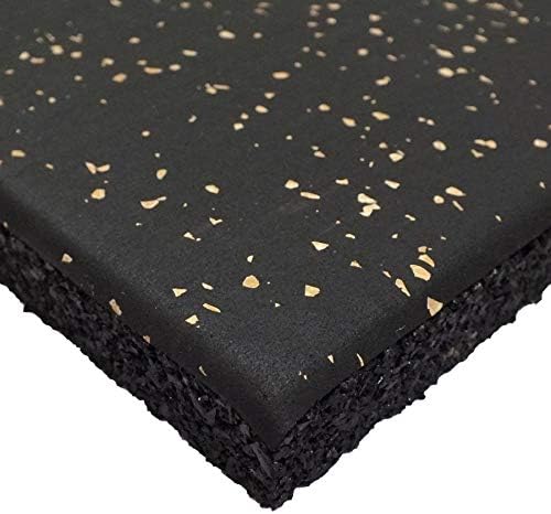 Genaflex Pro Heavy Duty Thick Rubber Gym Floor Tiles High Density Shock Absorbent Laminated Deadlift Mats - 1" Thick X 20" W X 20" L - 2.7 Sq. Ft. (Tan/Black, 1 Tile - 2.7 Sq. Ft.)