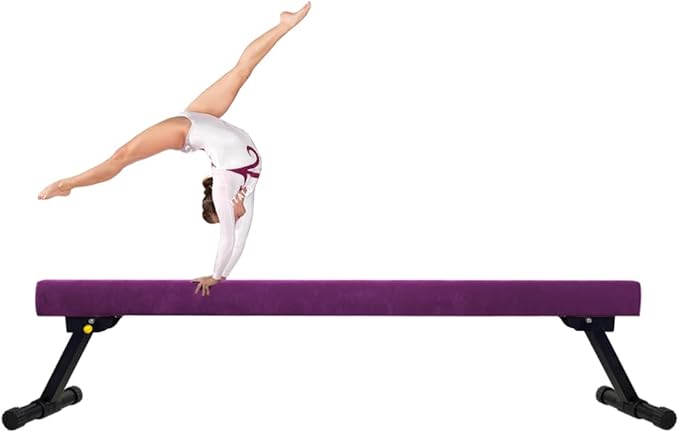 Foldable Gymnastics Bar and 8FT Balance Beam Set,Easy Assemble and Storage for Kids Children Girls Training,Home Gym Equipment,Ideal for Christmas&Birthday Gift Ages 3-15