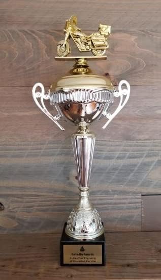 Touring Motorcycle Trophy Cup – 21 Inch Polaris Cup – Custom Engraved Motorcycle Racing Award with Marble Base for Biker Recognition Dirt Bike and Motocross Championships