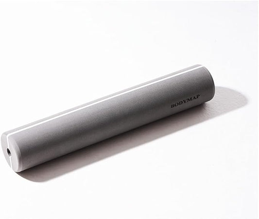 BODYMAP Hard EVA Foam Roller – Compact 12 x 4.7 Inches (30x12cm), Gray Roller for Deep Tissue Massage & Muscle Comfort