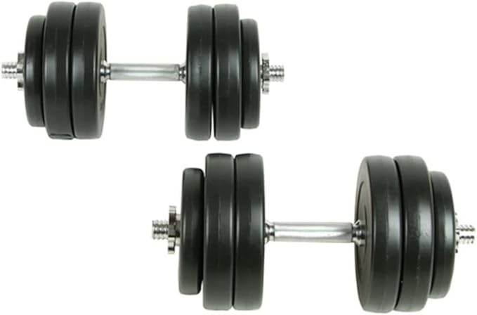 Pemberly Row Versatile 18 Piece Dumbbell Set in Black Finish