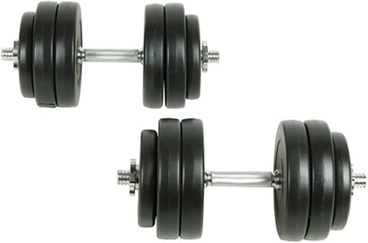Pemberly Row Versatile 18 Piece Dumbbell Set in Black Finish