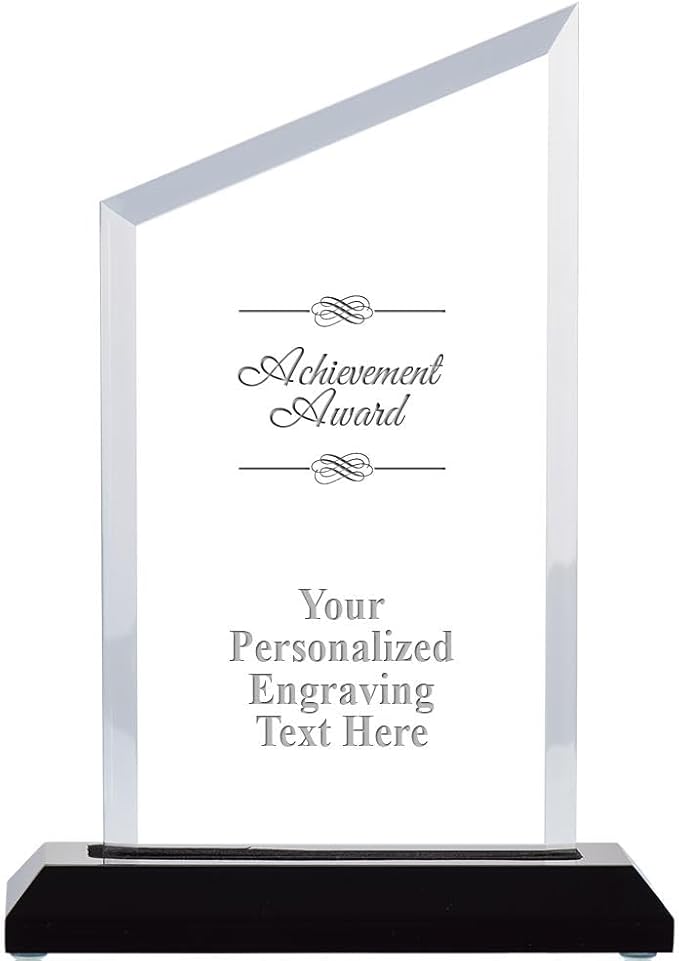 Crown Awards Personalized Acrylic Trophy, 8" Engraved Incline Slant Acrylic Award