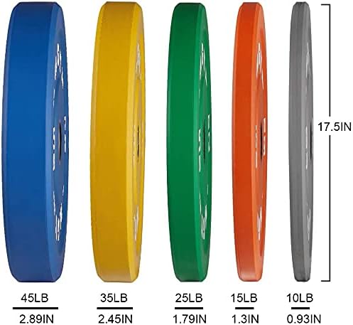 2 Inch Bumper Plates，10-500lbs，Barbell Rubber Olympic Weight Plates Set for Home Gym, Strength Training & Weight Lifting, Multiple Options Colors