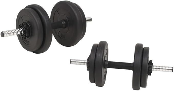 Pemberly Row Versatile 132.3lbs Barbell and Dumbbell Set in Black