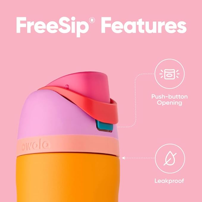 Owala FreeSip Insulated Stainless Steel Water Bottle with Straw for Sports, Travel, and School BPA-Free Sports Water Bottle, 24 oz, Tropical