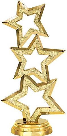 Crown Awards Gold Star Trophies with Custom Engraving, 6" Personalized Three Stars Recognition Trophy On Black Base Prime