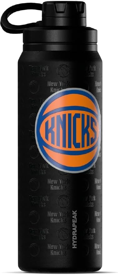 Hydrapeak x NBA Officially Licensed New York Knicks 26 oz Active Water Bottle with Chug Lid and Handle Reusable Stainless Steel Double Wall Insulated Sports Gift