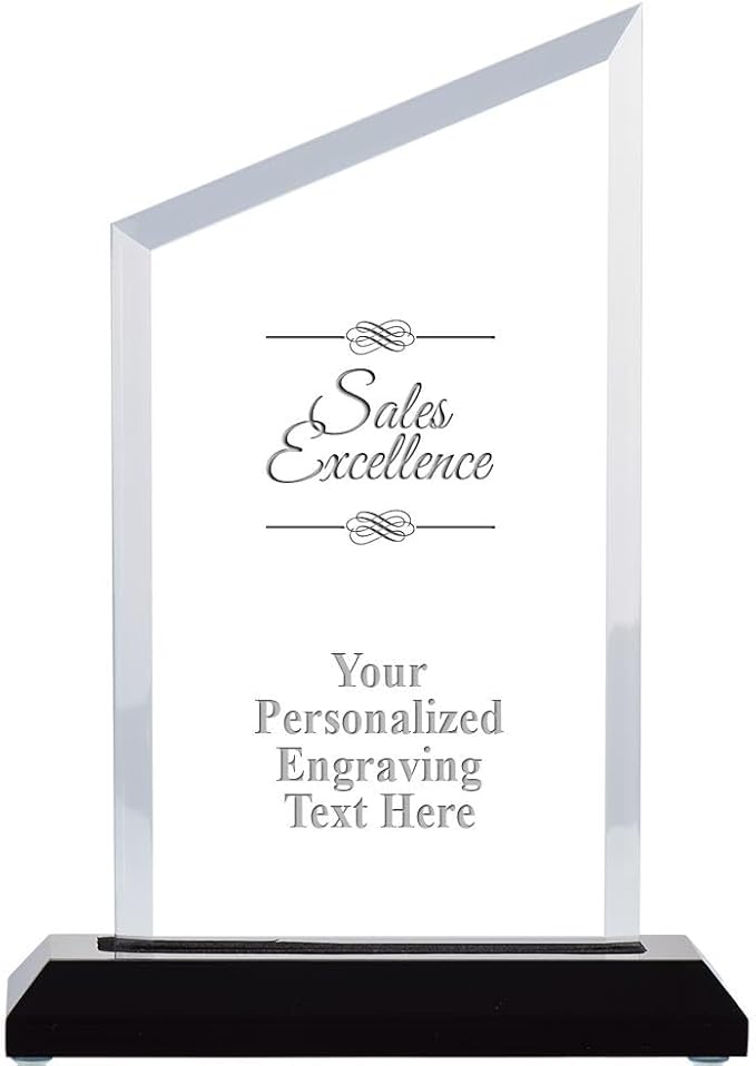 Crown Awards Personalized Acrylic Trophy, 8" Engraved Incline Slant Acrylic Award