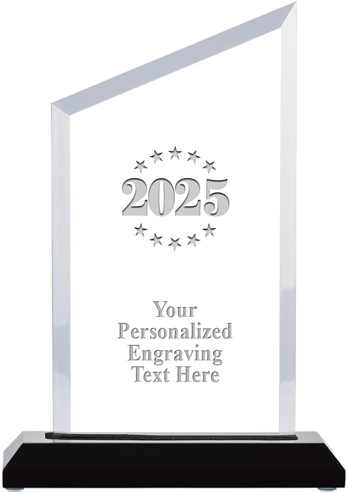 Crown Awards Personalized Acrylic Trophy, 8" Engraved Incline Slant Acrylic Award