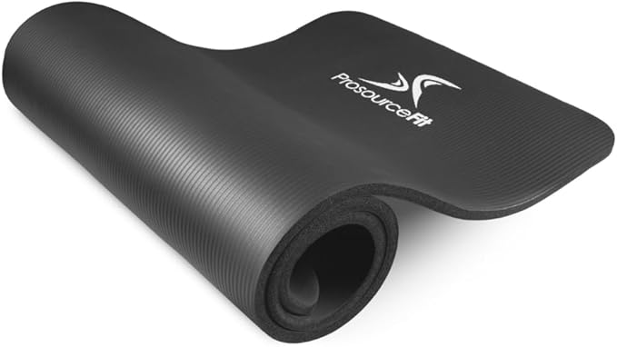 ProsourceFit Extra Thick Yoga and Pilates Mat ½” (13mm) or 1" (25mm), 71-inch Long High Density Exercise Mat with Comfort Foam and Carrying Strap