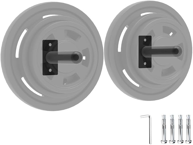Wall Mounted Weight Plate Holder,Steel Bumper Plate Storage Rack with Screws and Thick Pad, Space Saving Holder for Home Gym,Max Weight Capacity 300 LBS