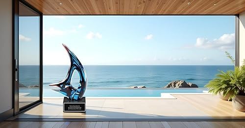 Hand-Blown Art Glass Award – Custom Engraved Elegant Award for Corporate, Sports Retirement Volunteer Recognition Leadership Personal Milestones Employee Gifts