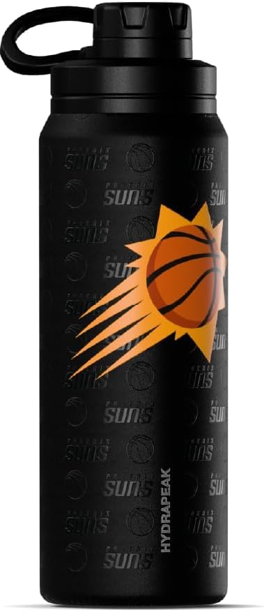 Hydrapeak x NBA Officially Licensed Phoenix Suns 26 oz Active Water Bottle with Chug Lid and Handle Reusable Stainless Steel Double Wall Insulated Sports Gift