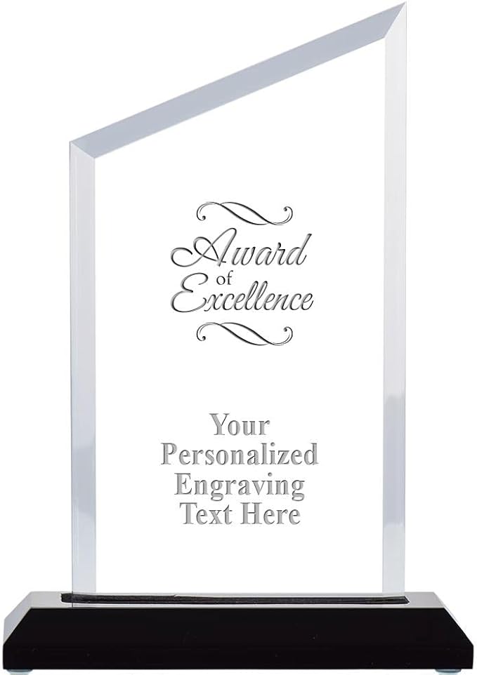 Crown Awards Personalized Acrylic Trophy, 8" Engraved Incline Slant Acrylic Award