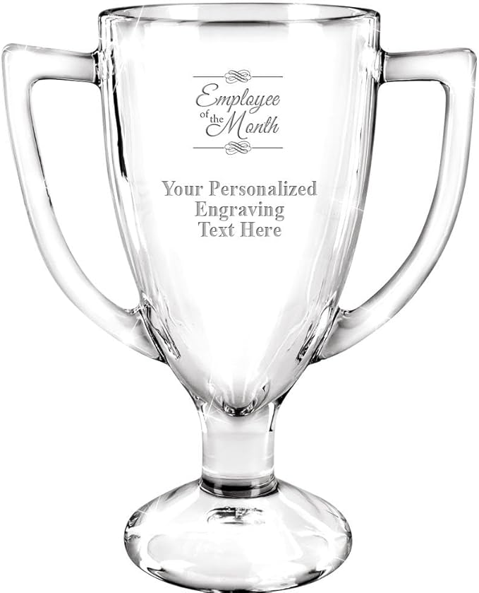 Crown Awards Glass Cup Award with Your Text, 7" Custom Engraved Personalized Glass Trophy