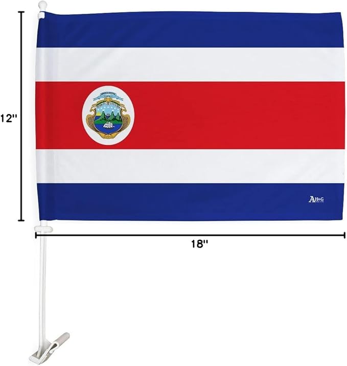 World Cup 2022 Costa Rican Car Flag Bandera Para Carros De Costa Rica Auto Decorations Small Banner For Window Clip Pole Accessories FIFA Sports Fans Outdoor Flags Trophy Game Soccer Gifts Made In USA