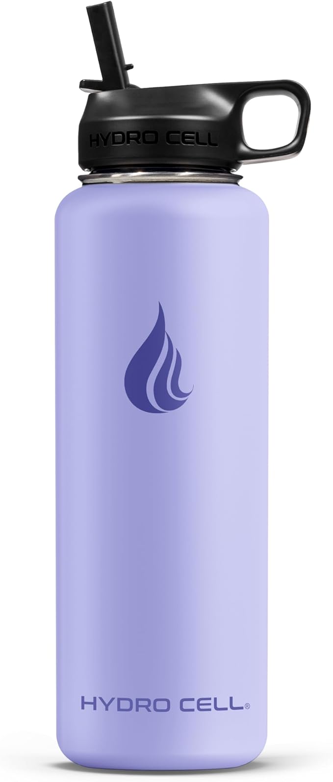 HYDRO CELL Stainless Steel Insulated Water Bottle with Straw - For Cold & Hot Drinks - Metal Vacuum Flask with Screw Cap and Modern Leakproof Sport Thermos for Adults (Lilac 40oz)