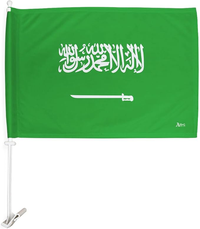 World Cup 2022 Saudi Car Flag Bandera para Carros De Saudi Arabia Auto Decorations Small Banner for Window Clip Pole Accessories FIFA Sports Fans Outdoor Flags Game Football Soccer Gifts Made in USA