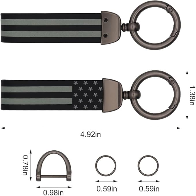 Elegananccy American USA Flag Car Keychain with Zinc Alloy Ring, Men Car Accessories
