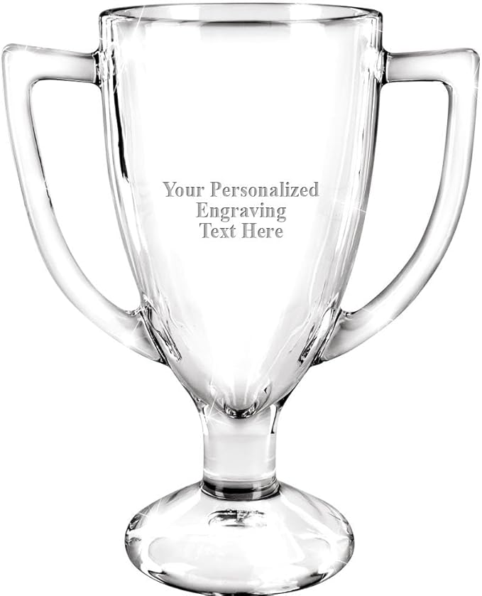 Crown Awards Glass Cup Award with Your Text, 7" Custom Engraved Personalized Glass Trophy