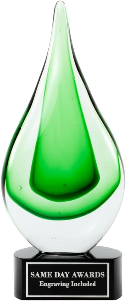 Hand-Blown Art Glass Award – Custom Engraved Elegant Award for Corporate, Sports Retirement Volunteer Recognition Leadership Personal Milestones Employee Gifts