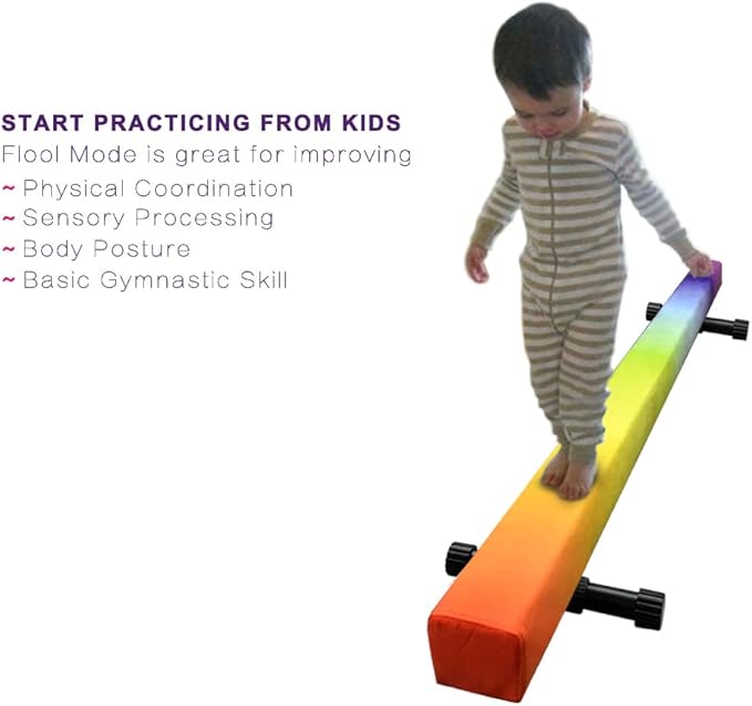 8FT Adjustable&Foldable Gymnastics Balance Beam,Home Gym Equipment,Easy Assembling and Storage,No Tool Require,for Kids Children Girls Training
