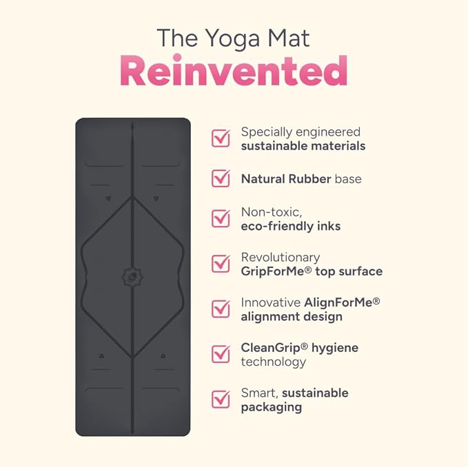 Liforme Travel Yoga mat – Patented Alignment System, Warrior-Like Grip, Non-Slip, Eco-Friendly, Ultra-Lightweight and Sweat Resistant, Made with Natural Rubber