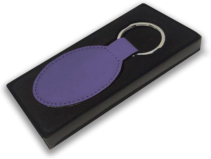 LaserGram Oval Keychain, Baseball Ball, Personalized Engraving Included (Dark Purple)