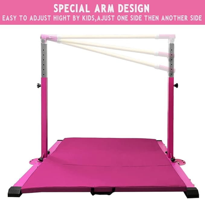 Gymnastics Kip Bar for Home Indoor Training,Horizontal Bar for Kids Girls Junior,Adjustable Arms from 3' - 5' Gym Equipment,1-4 Levels,300lbs Weight Capacity