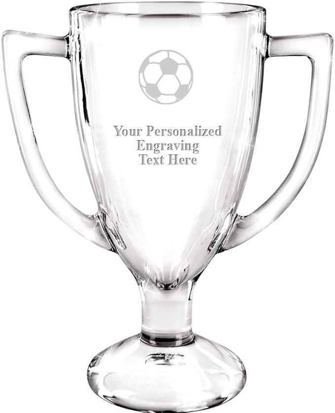 Crown Awards Glass Cup Award with Your Text, 7" Custom Engraved Personalized Glass Trophy
