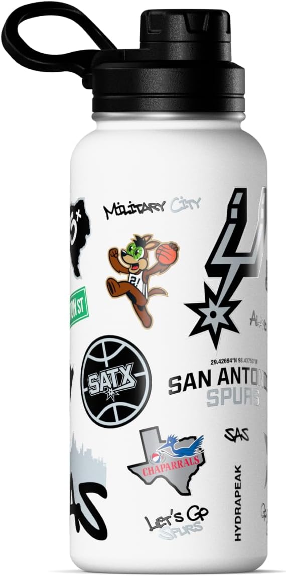 Hydrapeak x NBA Officially Licensed San Antonio Spurs 32 oz Active Water Bottle with Chug Lid Reusable Stainless Steel Double Wall Insulated Sports Gift, Celebrating The City Of San Antonio