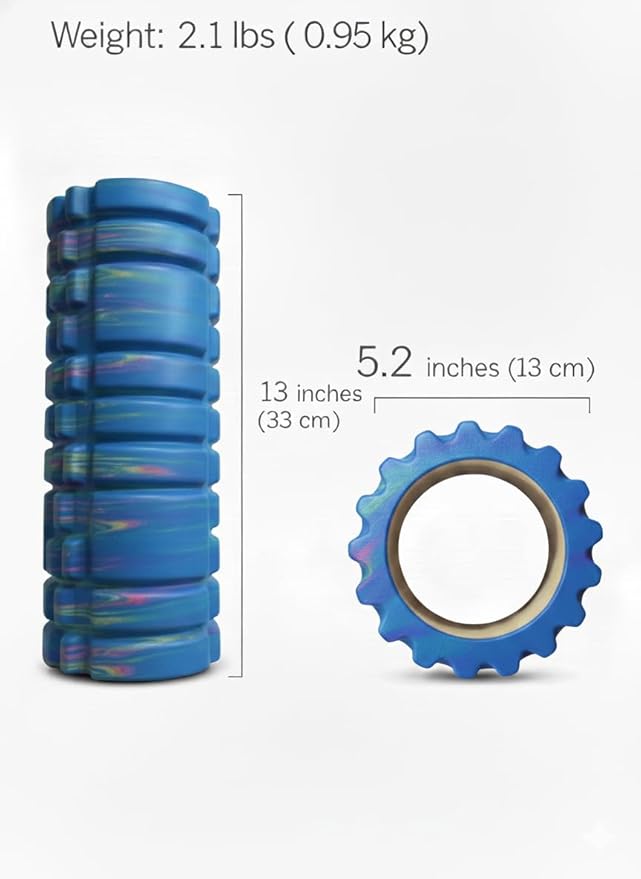 High-Density Foam Roller for Muscle Recovery, Deep Tissue Massage & Physical Therapy – Improves Mobility, Relieves Soreness, Ideal for Athletes & Fitness Training (18 Inch) (Blue)