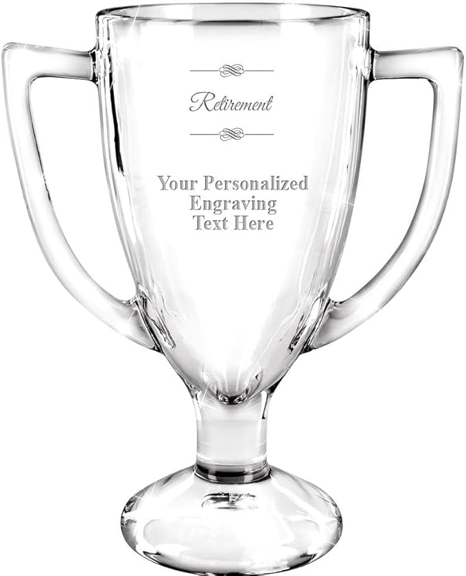 Crown Awards Glass Cup Award with Your Text, 7" Custom Engraved Personalized Glass Trophy