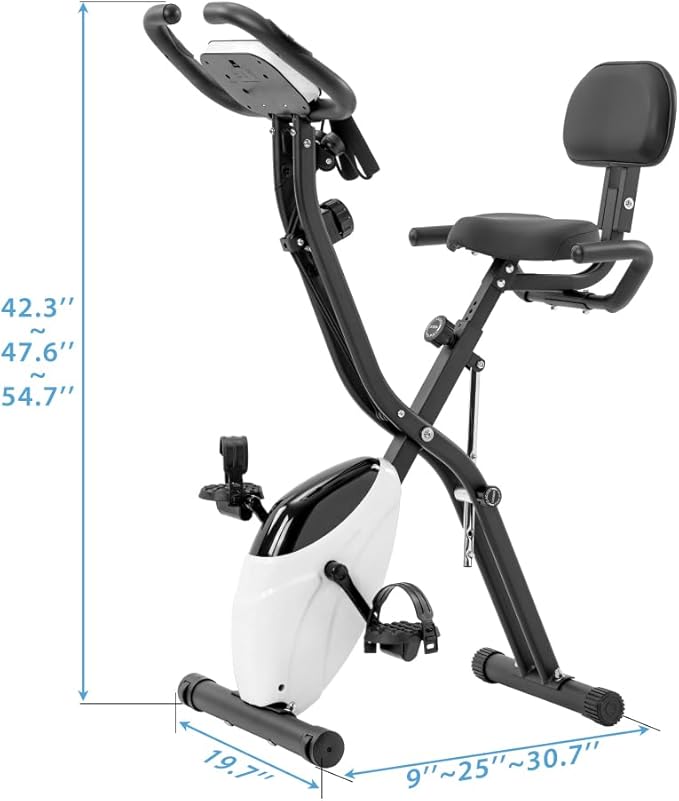 Foldable Exercise Bike with 16-Level Resistance, Upright & Recumbent Magnetic Indoor Cycling Machine for Home Workout