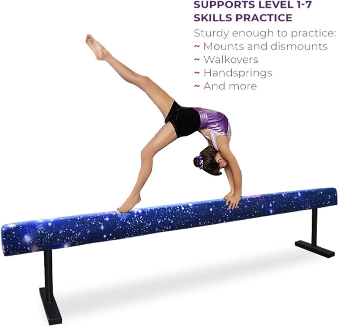 8FT Adjustable&Foldable Gymnastics Balance Beam,Home Gym Equipment,Easy Assembling and Storage,No Tool Require,for Kids Children Girls Training