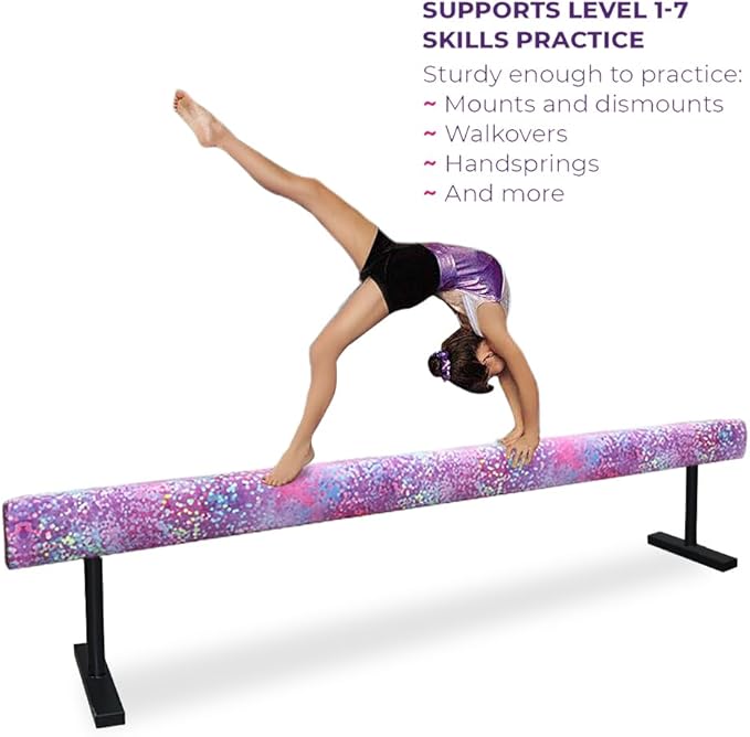 8FT Adjustable&Foldable Gymnastics Balance Beam,Home Gym Equipment,Easy Assembling and Storage,No Tool Require,for Kids Children Girls Training