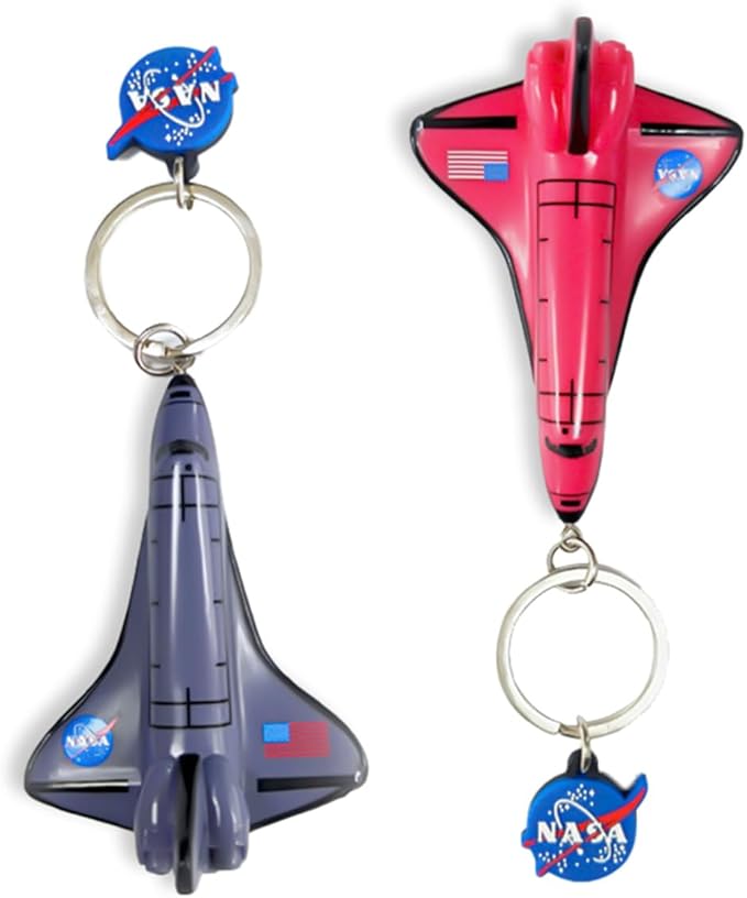 Cute Keychains for Backpacks, NASA Space Shuttle Keychain, Astronaut Airplane Key Chain, Colorful PVC Key Ring