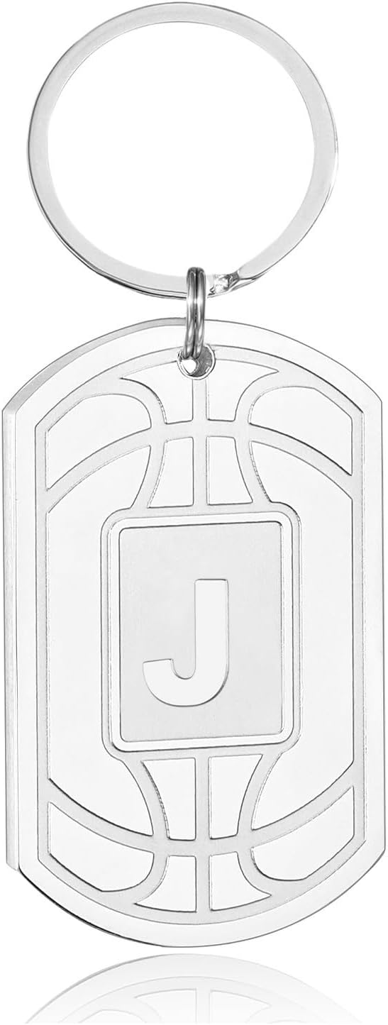 Stocking Stuffers Christmas Gift- Initial Keychain Gifts for Men,Mens Gifts Basketball Keychains for Men Dad