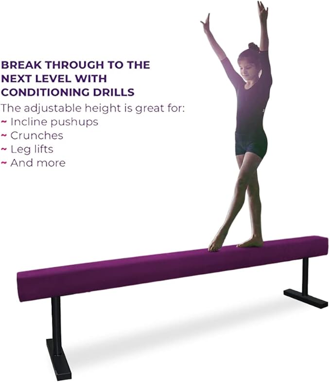 8FT Adjustable&Foldable Gymnastics Balance Beam,Home Gym Equipment,Easy Assembling and Storage,No Tool Require,for Kids Children Girls Training